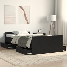 Estrutura de Cama vidaXL sem Colchão Preto Carvalho 90x200 cm Madeira Compósita