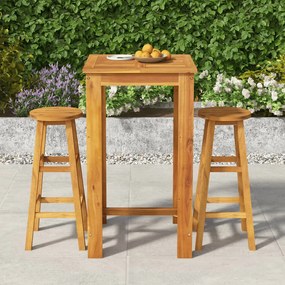 vidaXL Conjunto de bar para jardim 3 pcs madeira de acácia maciça
