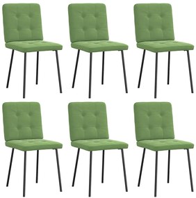 Cadeiras de jantar 6 pcs veludo verde-claro