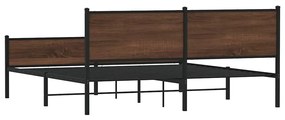 Estrutura cama sem colchão 160x200 cm metal carvalho castanho
