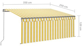 Toldo retrátil manual com estore 3,5x2,5 m amarelo e branco