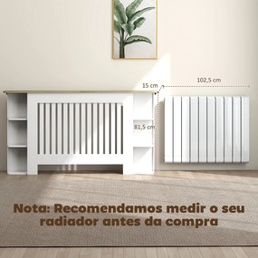 Cobertura para Radiadores com Prateleiras Desenho Moderno de Ripas para Sala de Estar Quarto 152x19x83 cm Branco
