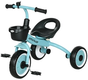 AIYAPLAY Triciclo para Crianças de 2 a 5 anos com Assento Ajustável Cesta Buzina e Pedais e 3 Rodas 70,5x50x58 cm Azul | Aosom Portugal