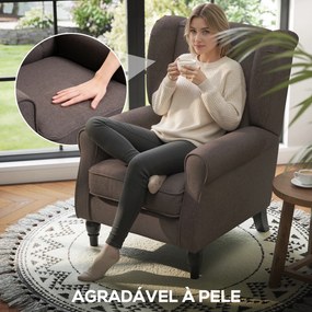 Poltrona de Sala de Estar Poltrona Moderna para Dormitório com Pés de Madeira Poltrona Individual 74x86x102 cm Castanho