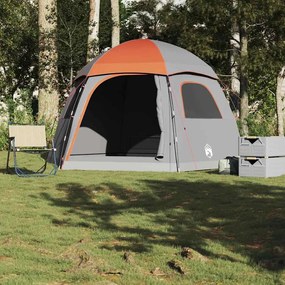 Tenda familiar estilo Igloo 6 pessoas imperm. cinza/laranja