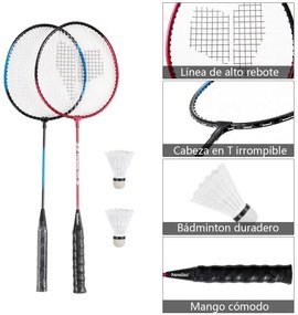 Conjunto com rede de badminton 3 x 1,5 m portátil com 2 raquetes e 2 penas, fácil de montar, para praia ou jardim, amarelo e azul