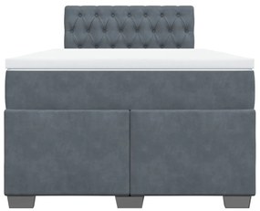 Cama boxspring com colchão 120x200 cm veludo cinzento-escuro