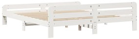 Cama sem colchão 200x200 cm madeira de pinho maciça branco