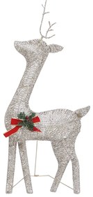 Família de renas de Natal 270x7x90 malha branco e dourado