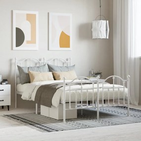 vidaXL Estrutura de cama com cabeceira e pés 120x190 cm metal branco