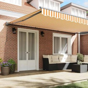 Toldo Retrátil Manual Laranja e Branco 500x300 cm