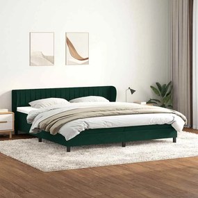 vidaXL Cama com molas colchões 200x210 cm veludo verde-escuro