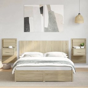 Cabeceira cama c/ armários 160cm deriv. madeira carvalho sonoma