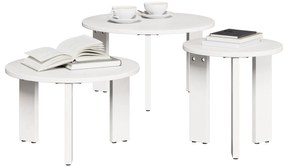 Conjunto de Mesas de Café 3 pcs Branco 47.5 x 47.5 x 27 cm