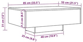 Mesa de centro 85x55x31 cm deriv. madeira carvalho artisiano