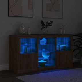 Aparador com luzes LED 123x37x67 cm carvalho castanho