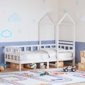 vidaXL Sofá-cama com telhado 90x200 cm madeira de pinho maciça branco
