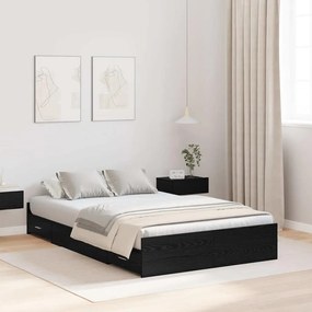 vidaXL Estrado de cama com arrumação Carvalho preto 120 x 190 cm