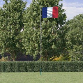 3147093 vidaXL Bandeira da França e mastro 6,23 m alumínio