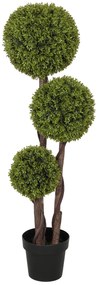 HOMCOM Planta de Buxo Artificial com 3 Esferas com Vaso Incluído e Fundo Reforçado Altura 115 cm | Aosom Portugal