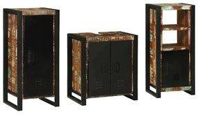 vidaXL Conjunto de Móveis para Banheiro com prateleira com armazenamento com porta 3 pcs
