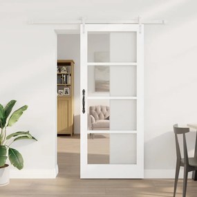 Porta Deslizante vidaXL com Kit de Componentes Brancos 83x202 cm Madeira Sólida de Pinheiro