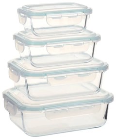 vidaXL Recipientes para alimentos 4 pcs vidro