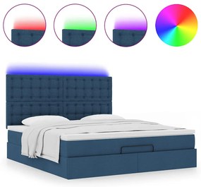 Estrutura de cama otomana com colchão 160x200 cm tecido azul