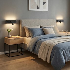 Conjunto de 2 candeeiros de parede modernos pretos ajustáveis com USB-C incl. LED - Modric