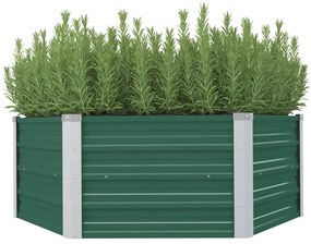 Canteiro de jardim elevado 129x129x46 cm aço galvanizado verde