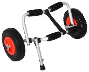 Carrinho de transporte dobrável para caiaque carga 75 kg de alumínio ajuste universal com rodas para barco canoa 57,5x33x24 cm prata