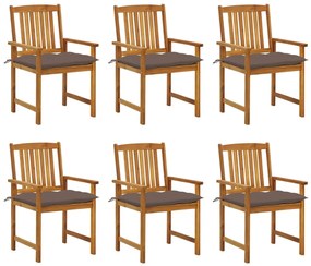 vidaXL Cadeiras de jardim com almofadões 6 pcs acácia maciça