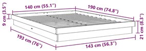 Estrutura de cama sem colchão 140x190 cm de madeira de carvalho