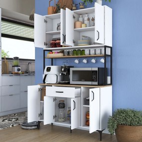 Armário Alto de Cozinha "Stella" - 120 x 198,6 x 40 cm - Nogueira e Br