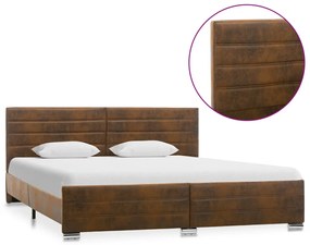 vidaXL Estrutura de cama 140x200 cm camurça artificial castanho