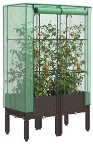 vidaXL Canteiro elevado com cobertura de estufa aspeto de vime