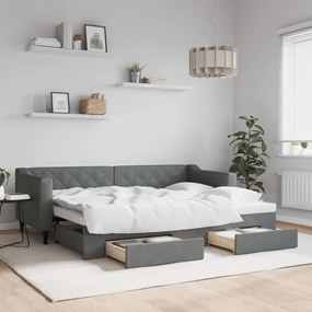 vidaXL Sofá-cama c/ gavetão e gavetas 80x200 cm tecido cinzento-escuro