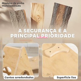 Triângulo de Escalar de Madeira 8 em 1 Jogo de Aprendizagem com Rampa Escada em Forma de Arco 175x59,5x60 cm Madeira