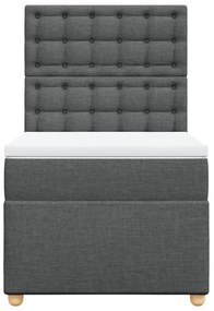 Cama com molas/colchão 90x190 cm tecido cinza-escuro