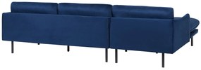 Sofá de canto em veludo azul à direita VINTERBRO Beliani