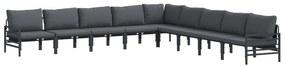vidaXL Conjunto de Sofá de Jardim com almofada 9 pcs Preto Aço