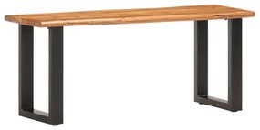Banco com borda viva 110 cm madeira de acácia maciça e aço