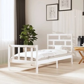 Estrutura de cama 100x200 cm pinho maciço branco