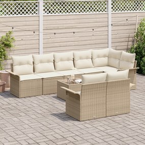 Conjunto de Sofás de Jardim de 9 Peças da com Almofadas de Rattan Marr