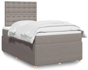Cama com molas/colchão 120x200 cm tecido castanho-acinzentado