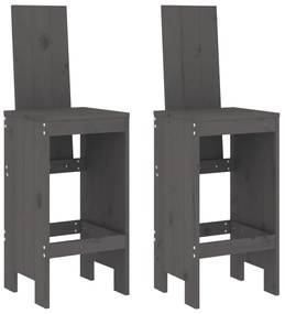 3 pcs conjunto de bar para jardim pinho maciço cinzento