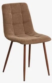 Cadeira De Jantar Estofada Em Chenille Vielira Chenille Castanho Moca - Sklum