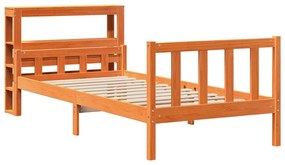 Estrutura cama c/ cabeceira 90x190 cm pinho maciço castanho-mel