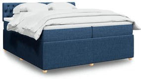 Cama com molas/colchão 200x200 cm tecido azul