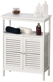 Armário de banheiro auxiliar com 2 portas Prateleiras 60x30x81,6 cm Branco